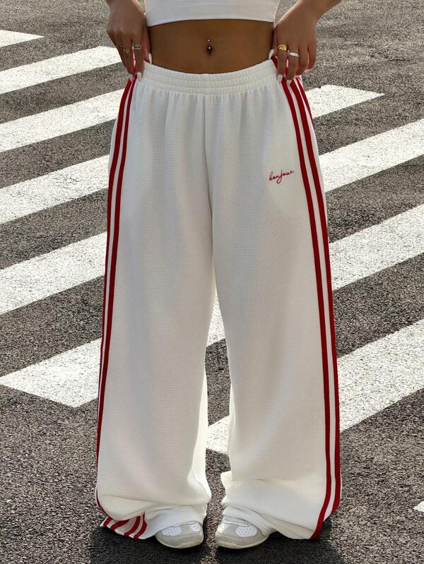 Muchica Women's Summer New White Textured Patchwork Loose Wide-Leg Pants