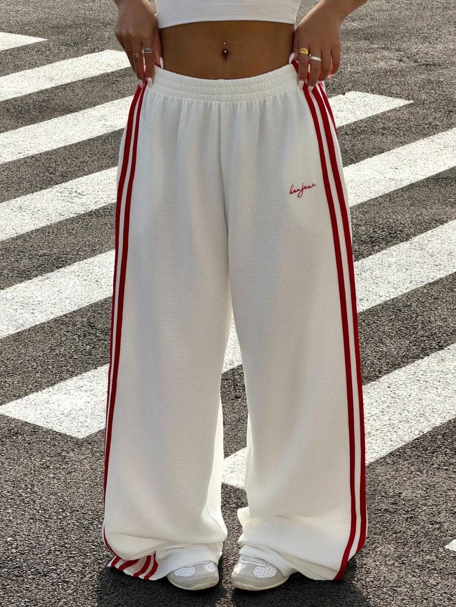 Muchica Women's Summer New White Textured Patchwork Loose Wide-Leg Pants - White - View 1