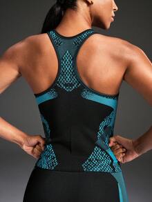 Powerista Top deportivo ajustado de tirantes con estampado de colores contrastantes - Azul - Ver 2