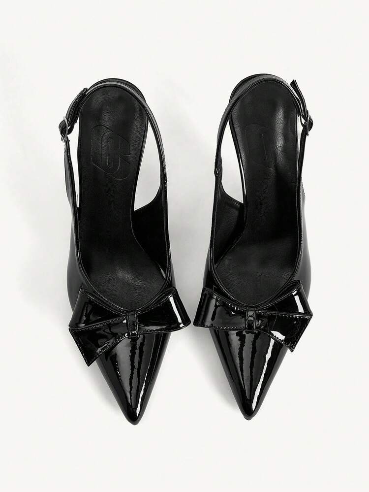 CUCCOO CHICEST Women Shoes Pointed Toe Stiletto Black Bow Three-Dimensional Decoration Fashionable Sexy Party Banquet Nightclub Women's High Heel Shoes Slingback Women's Shoes Summer Shoes Wedding Shoes Bride Shoes