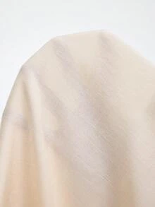 Aalyst 女士春夏约会/外出装扮，新年、情人节、复活节、母亲节、中东婚礼，精致时尚，优雅复古风，休闲简约通勤，浪漫度假亚麻褶皱系带腰侧开衩黑色长袖连衣裙，杏色口袋 - 杏色 - 查看 8