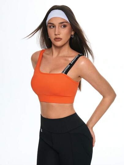 Eassivo Women's Sports Bra New Yoga Tops Letter Strap Sports Bra Women Running Training Fitness High Impact Sports Bra