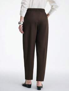 Aalyst Women's Chocolate Brown Flared Trousers,Low-Waist Patchwork Pocket Pants,French Retro Street Style,All Shades Of Brown,Autumn,Casual,Office,Minimalist - Chocolate Brown - View 2