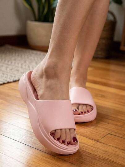 Sandalias de verano rosas para mujer, con textura suave y acolchada, para mayor comodidad en interiores y exteriores, color liso. Cómodas sandalias con acolchado para mujer, ligeras y con punta abierta, ideales para casa o playa, transpirables y suaves.