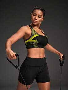 Powerista 女款對比色日常健身運動內衣 高強度跑步內衣 女款對比色運動內衣 適合日常健身 女款內建內衣運動背心 運動服裝女款套裝 女款背心 夏季運動上衣 女款內建內衣 - 黃色 - 查看 7