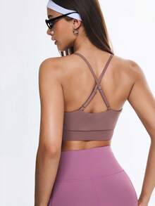Eassivo Eassivo Women's Sports Bra & Yoga Wear - Coffee Brown - View 2