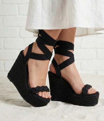 Alpargata para dama, calzado abierto, destalonado, moda para mujer. Sandalias de cuña, plataforma forrada yute Moda femenina, alternativa para mujer. Calzado ideal para epoca y clima caluroso, vacaciones, playa, boda, fiestas, reuniones. Adaptable para estilo casual, basico, clasico, elegante, de playa. Calzado para uso cotidiano, puesta fácil, uso díario, cordon, lazo, acojinados, suela antideslizante. Disponibilidad de numero y color Mujer sexy fashion beauty cute chic new style luxury quality