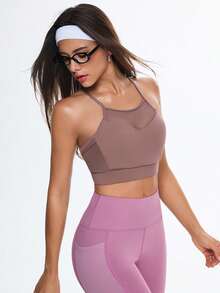 Eassivo Eassivo Women's Sports Bra & Yoga Wear - Coffee Brown - View 5