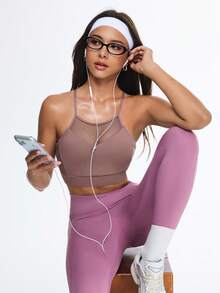 Eassivo Eassivo Women's Sports Bra & Yoga Wear - Coffee Brown - View 3