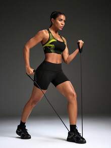 Powerista 女款對比色日常健身運動內衣 高強度跑步內衣 女款對比色運動內衣 適合日常健身 女款內建內衣運動背心 運動服裝女款套裝 女款背心 夏季運動上衣 女款內建內衣 - 黃色 - 查看 6