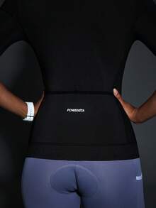 Powerista Women's Letter Print Short Sleeve Cycling Jersey - Black - View 4