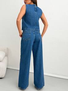 SHEIN DAMEN Zweiteiler SET JACKE UND HOSE - Dunkle Waschung - Übersicht 2