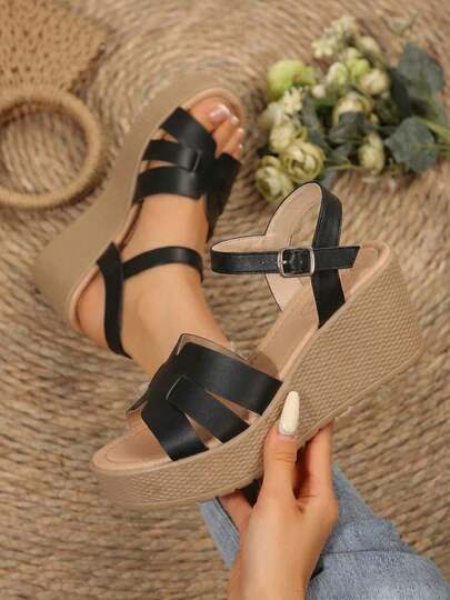 230 Sandalias de plataforma tipo cuña plastico con hebilla ajustable ligeras