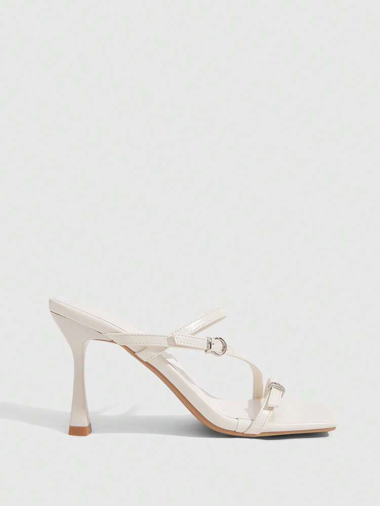 CUCCOO SZL Women Shoes Fashion Women Square Toe Stiletto Beige Thin Strip Sandals Sexy Party Banquet Date Nightclub Wear Women High Heel Sandals Prom Heels