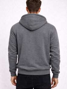 Sudadera caballero lisa afelpada por dentro - Gris Oscuro - Ver 2