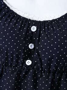 SHEIN Teen Girl Polka Dot Print Sweetheart Collar Puff Sleeve Cute Blouse - Apricot - View 7