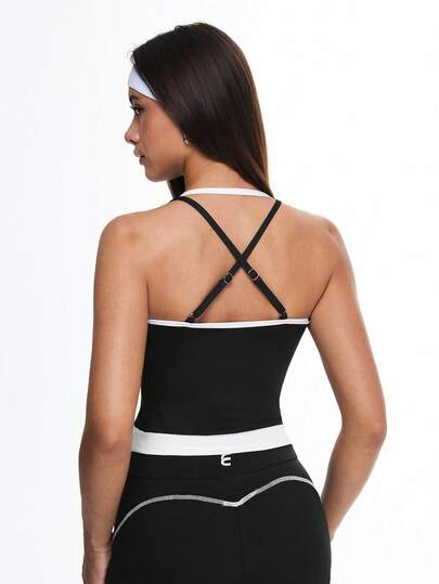 Eassivo 撞色拼接修身运动吊带瑜伽服