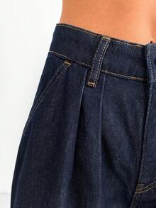 SHEIN Women's Casual Front Button Denim Blouse And Jeans Set, Summer - Dark Wash - View 6