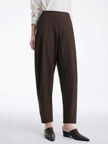 Aalyst Women's Chocolate Brown Flared Trousers,Low-Waist Patchwork Pocket Pants,French Retro Street Style,All Shades Of Brown,Autumn,Casual,Office,Minimalist - Chocolate Brown - View 4
