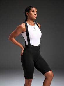 Powerista Women's Solid Color Criss-Cross Back Cycling Romper Compression Bodysuit Women Athletic Jumpsuit Jumpsuits For Woman Workout Cycling Clothes Women - Black - View 5