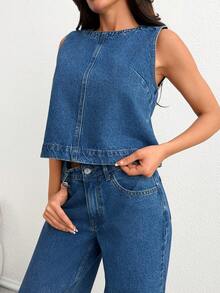 SHEIN DAMEN Zweiteiler SET JACKE UND HOSE - Dunkle Waschung - Übersicht 5