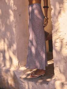 Aralina Summer Spot Festival Maxi Sheer Fabric Knee Length Delicate Textured Detailing Lightweight Statement Piece See-Through Modern Vacation Outfits Layering Skirt Spring Outfits For Women Party Clubwear Skirt Polka Dot - Purple - View 4