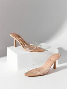 SHUZIA Women Minimalist Sexy Pointy Toe Stiletto Heel Sandals - Clear - View 3