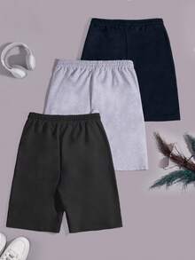 RueChic Men 3pcs Pack Drawstring Label Detailed Regular Shorts - Multicolor - View 2