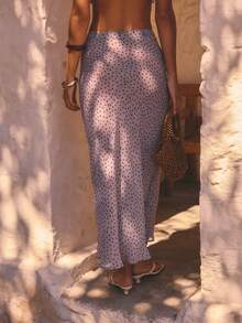 Aralina Summer Spot Festival Maxi Sheer Fabric Knee Length Delicate Textured Detailing Lightweight Statement Piece See-Through Modern Vacation Outfits Layering Skirt Spring Outfits For Women Party Clubwear Skirt Polka Dot - Purple - View 3