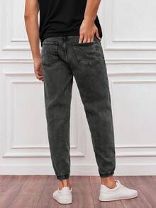 RueChic Men Slant Pocket Jogger Jeans - Black - View 2