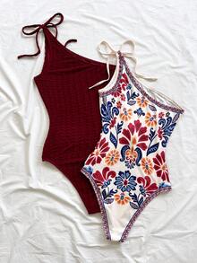 Soleia Women's Vacation Sleeveless Tie-Front Bodysuit - Multicolor - View 2