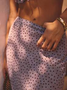 Aralina Summer Spot Festival Maxi Sheer Fabric Knee Length Delicate Textured Detailing Lightweight Statement Piece See-Through Modern Vacation Outfits Layering Skirt Spring Outfits For Women Party Clubwear Skirt Polka Dot - Purple - View 5