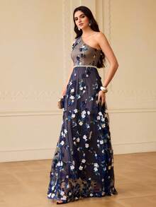 ZEYLAH Women's Elegant Floral Maxi Dress - Navy Blue - View 6