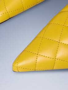 CUCCOO GRLICON Yellow Rhombus Pointed Metal Double Buckle With Kitten Heel Women's Shoes - Yellow - View 3