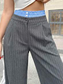 EURMUSE WOMEN BOTTOM Grey BELT COMFORT PANT Back-To-School Office Winter Streetwear - Grey - View 3