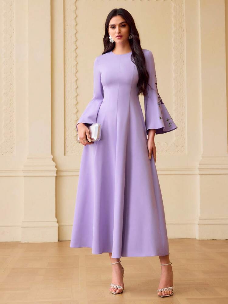 ZEYLAH Women's Elegant Floral Dress - Purple - View 4