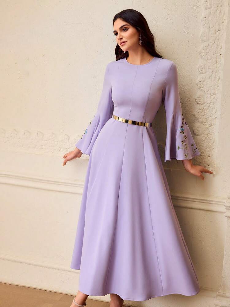 ZEYLAH Women's Elegant Floral Dress - Purple - View 7