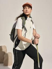Exploreva Exploreva 女士休闲日常撞色拉链立领户外背心外套 - 白色 - 查看 7