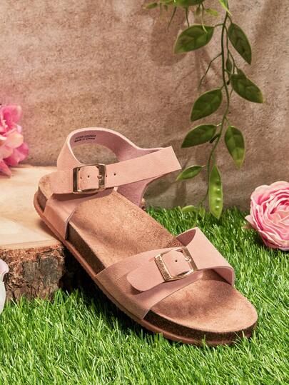 Mini mi #ComfortLite Sandálias Premium de Couro Sintético Nude para Crianças, Ultra-Leves e Extra-Macias, com Fivela - Confortáveis, Suportivas e Estilosas