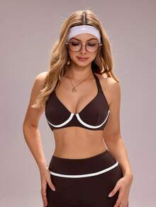 INAWLY Solva Women's Chest Hem Tie-Up Halter Top - Coffee Brown - View 3