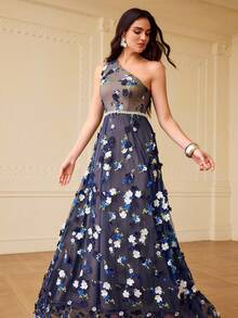 ZEYLAH Women's Elegant Floral Maxi Dress - Navy Blue - View 5