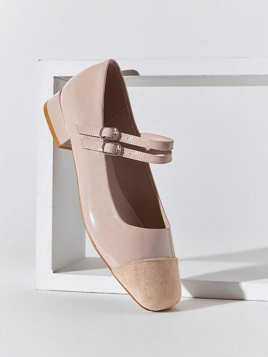 Solezae Giày cao gót Mary Jane kiểu Pháp thanh lịch dành cho nữ. - Màu be - Xem 1