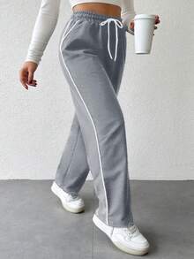 EURMUSE Drawstring Waist Sweatpants, Casual And Stylish For Everyday Wear - Grey - View 3