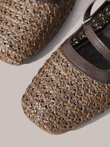 Styleloop Damen Schuhe Urlaubsstil Gewebte Schuhe Nudel Gürtel Damen Flache Schuhe Urlaubsstil Tragen BOHO Tragen Amerikanischer Retro Stil Bohemien Stil Western Stil Musik Festival Tragen Party Tragen Flache Damen Schuhe - Kaffeebraun - Übersicht 5