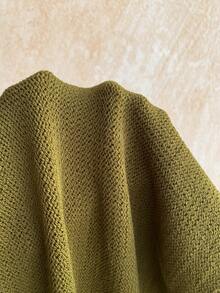 Soleia 女士几何扭结图案前系带露肩长袖毛衣和针织短裤套装 - 橄欖綠 - 查看 7