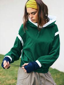 Medorelle Women's Casual Hooded Loose Long Sweatshirt - Green - View 3