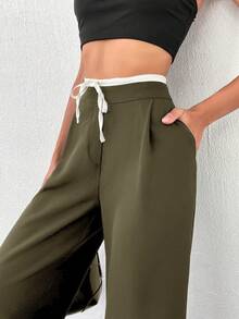 SHEIN Tall TALL WOMEN BOTTOM  AND  COMFORT PANT - Army Green - View 3