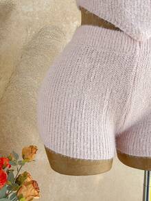 Soleia 两件套女士高领纯色毛衣背心套装 - 粉色 - 查看 3