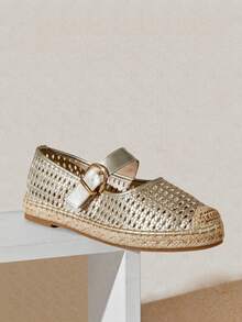 Solezae Women's Fashion Casual Comfy Round Toe Espadrilles - Gold - View 8