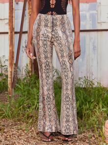 NYA SZN 蛇纹高腰喇叭裤 - 彩色 - 查看 5